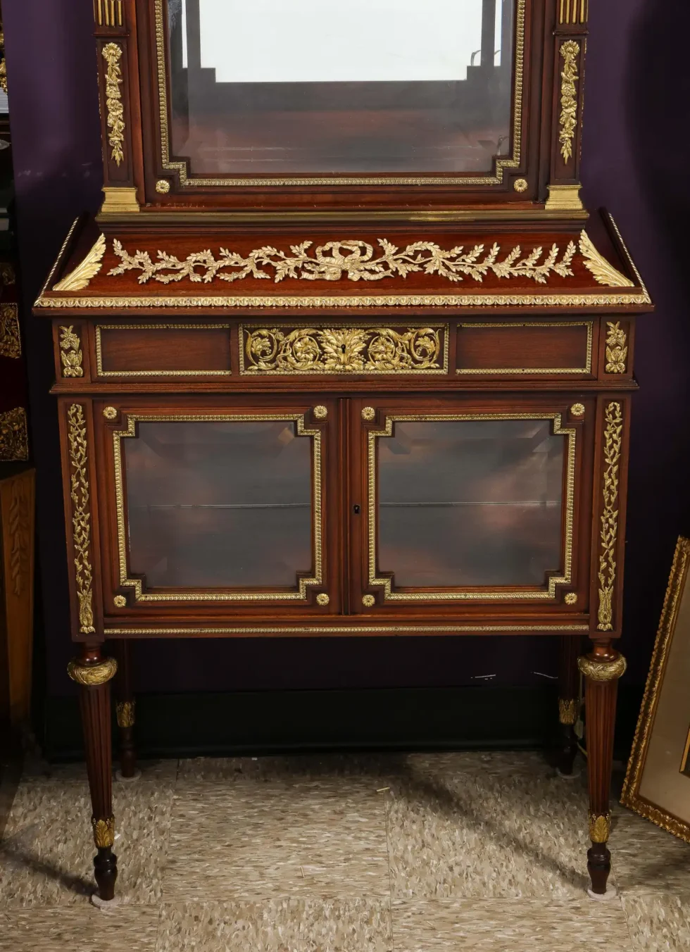 Exquisite French Ormolu-Mounted Mahogany and Glass Vitrine Cabinet - Image 19
