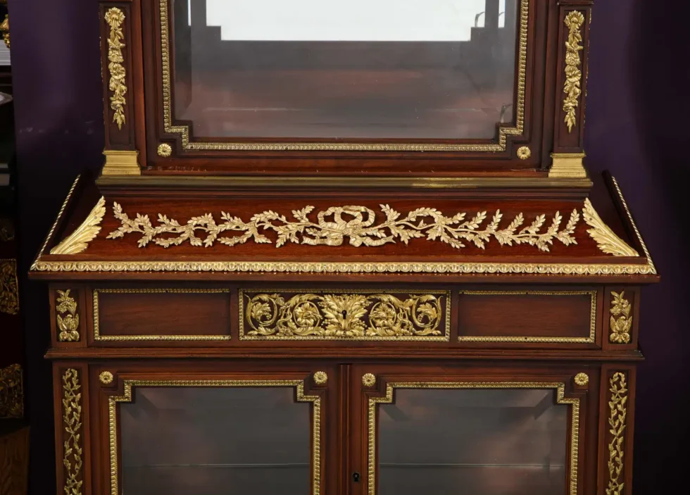 Exquisite French Ormolu-Mounted Mahogany and Glass Vitrine Cabinet - Image 18