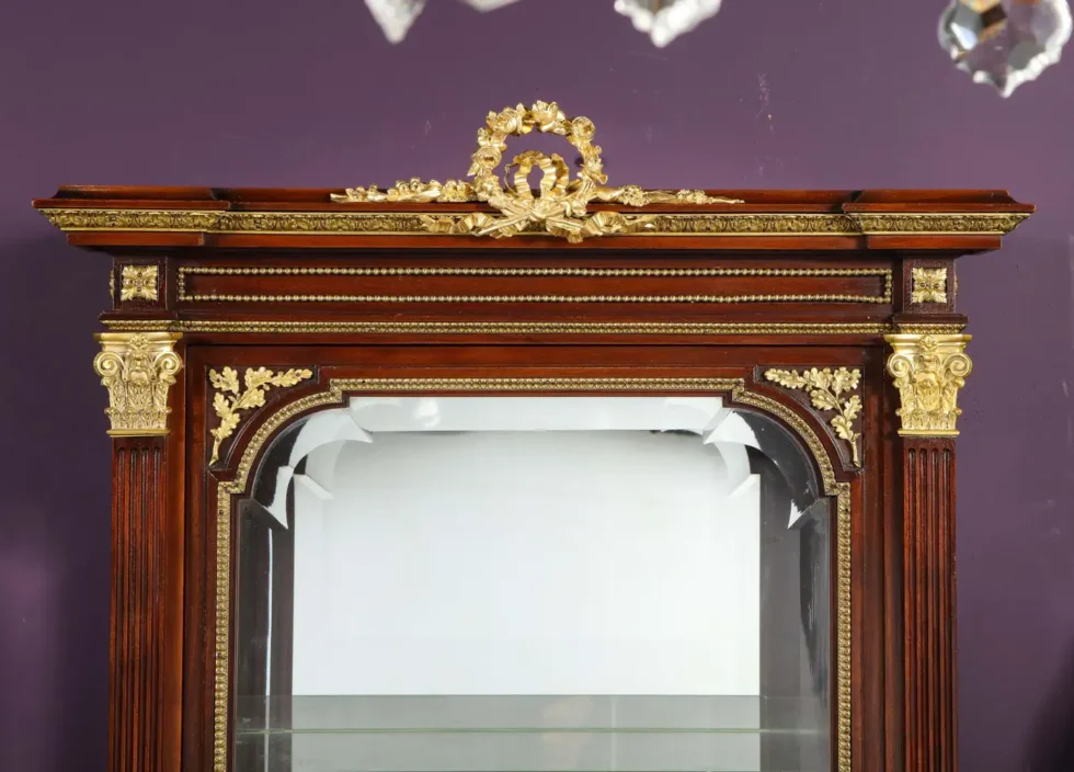 Exquisite French Ormolu-Mounted Mahogany and Glass Vitrine Cabinet - Image 16
