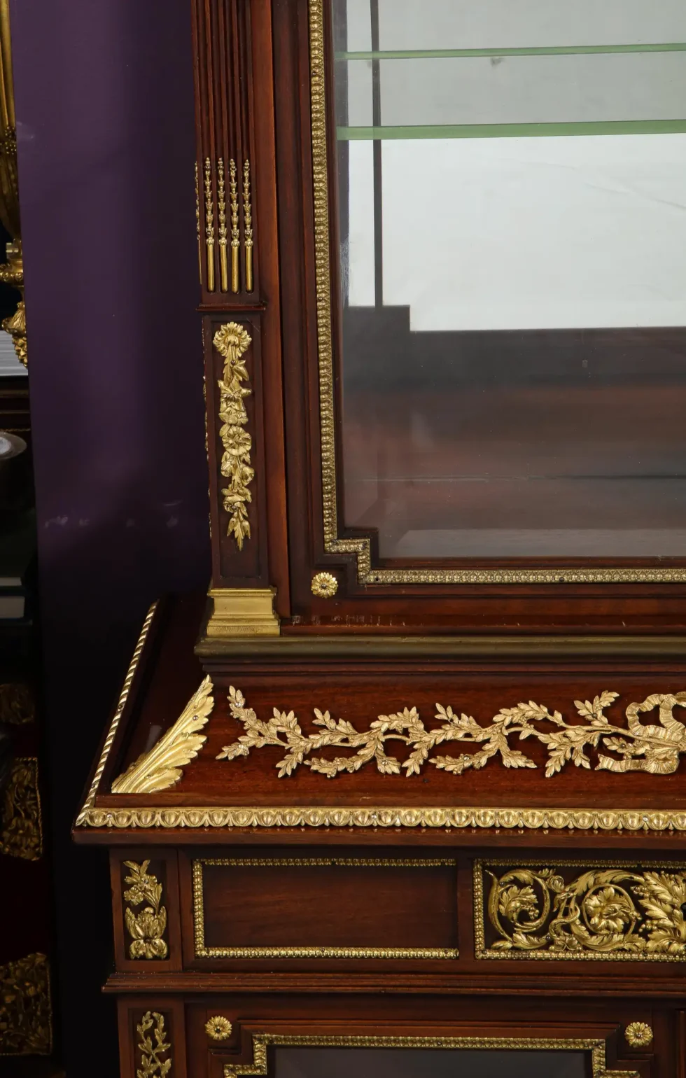 Exquisite French Ormolu-Mounted Mahogany and Glass Vitrine Cabinet - Image 14