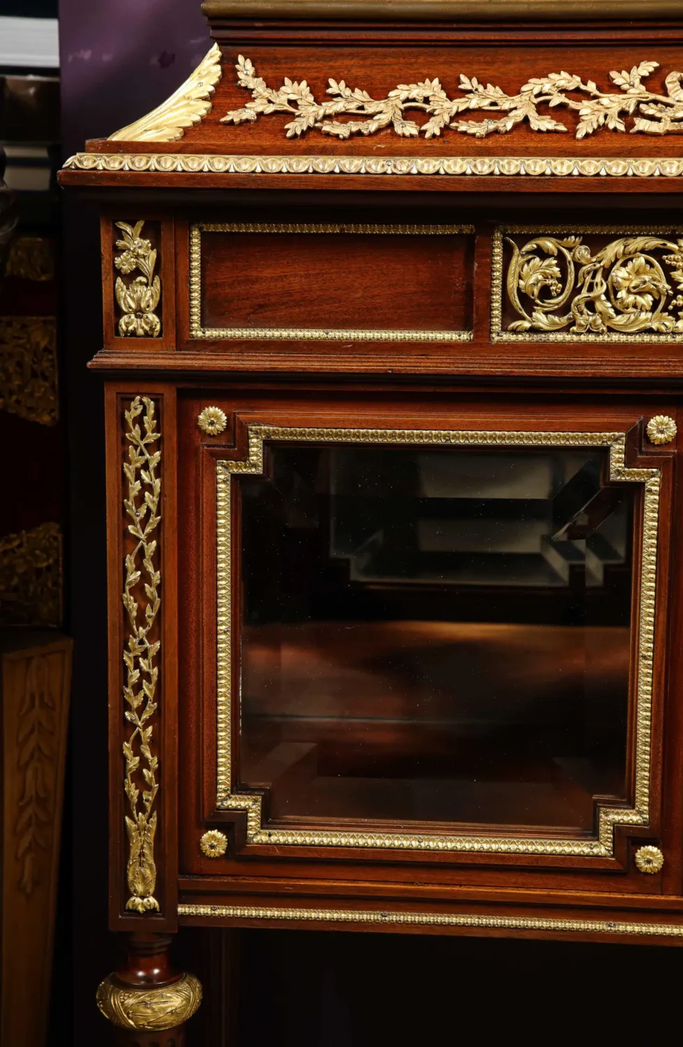 Exquisite French Ormolu-Mounted Mahogany and Glass Vitrine Cabinet - Image 12