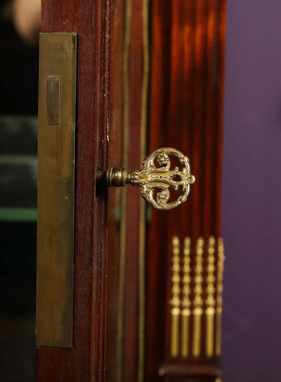 Exquisite French Ormolu-Mounted Mahogany and Glass Vitrine Cabinet - Image 11