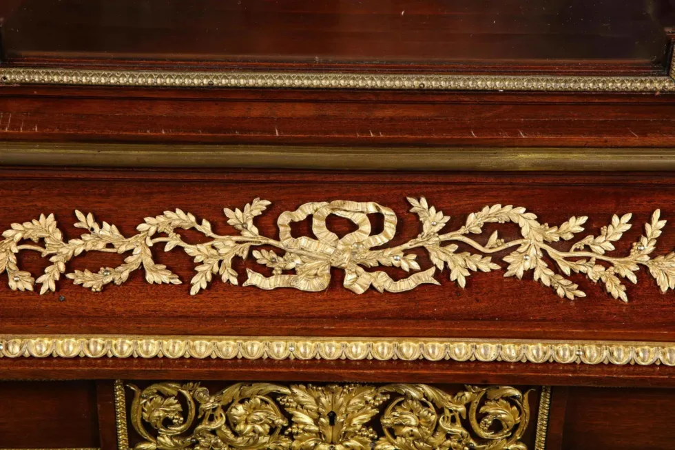 Exquisite French Ormolu-Mounted Mahogany and Glass Vitrine Cabinet - Image 8