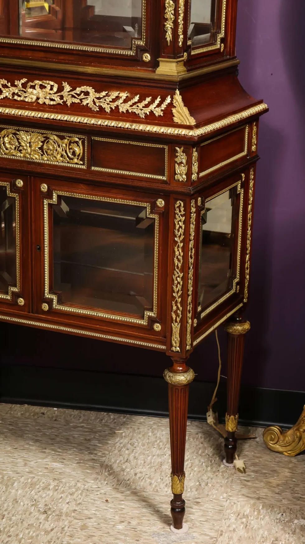Exquisite French Ormolu-Mounted Mahogany and Glass Vitrine Cabinet - Image 5