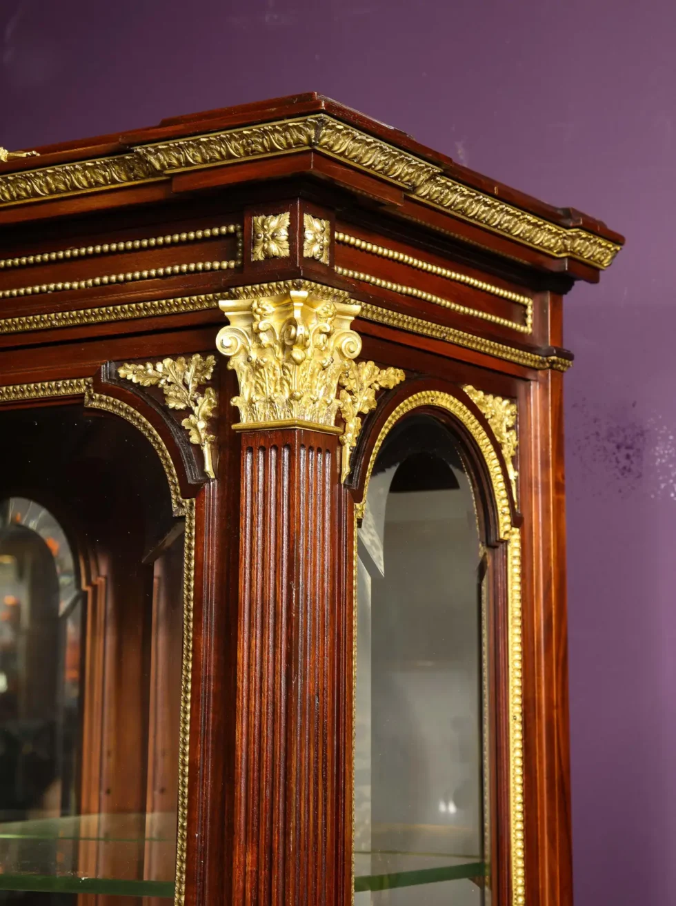 Exquisite French Ormolu-Mounted Mahogany and Glass Vitrine Cabinet - Image 4