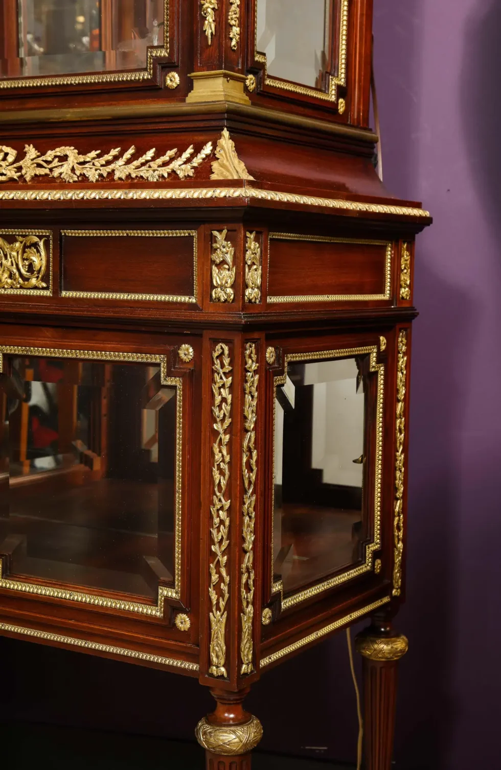 Exquisite French Ormolu-Mounted Mahogany and Glass Vitrine Cabinet - Image 3