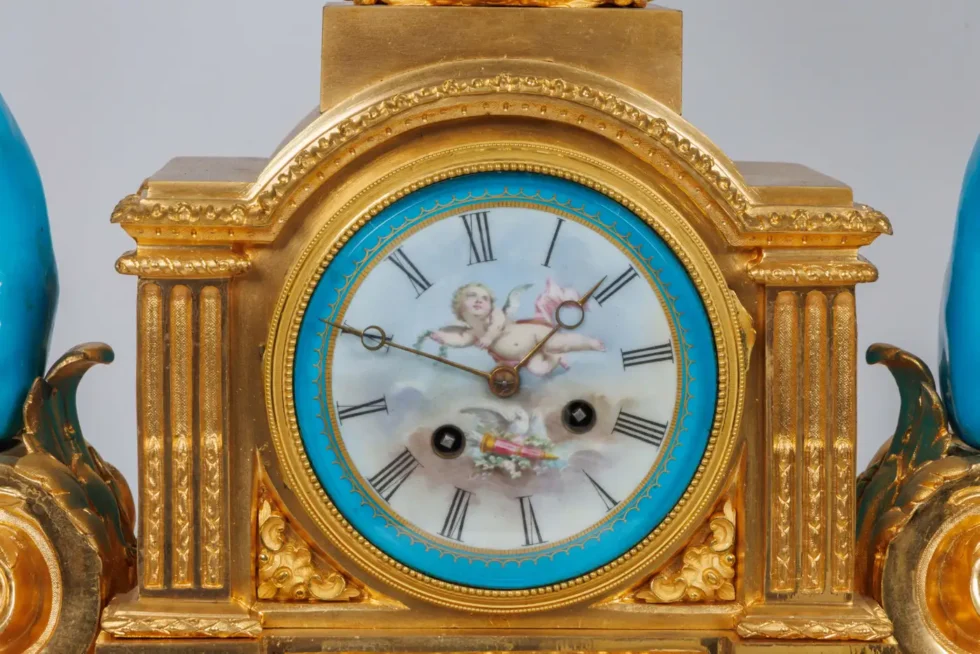 A Monumental and Exceptional French Ormolu and Turquoise Sevres Porcelain Clock - Image 2
