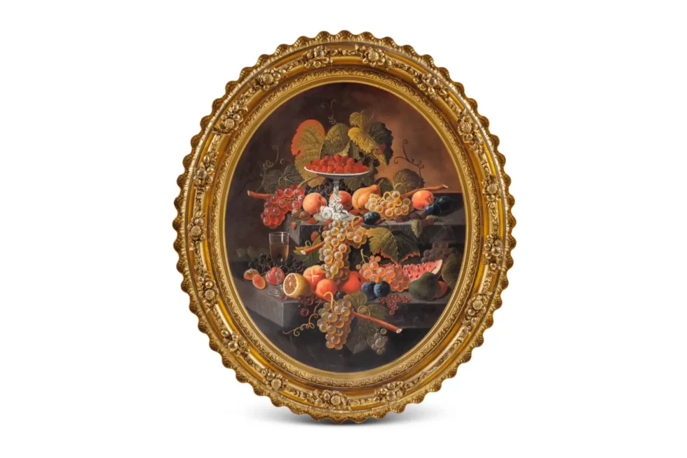 Severin Roesen (German/American, 1815-1882) Fruit Still Life with Wine Glass