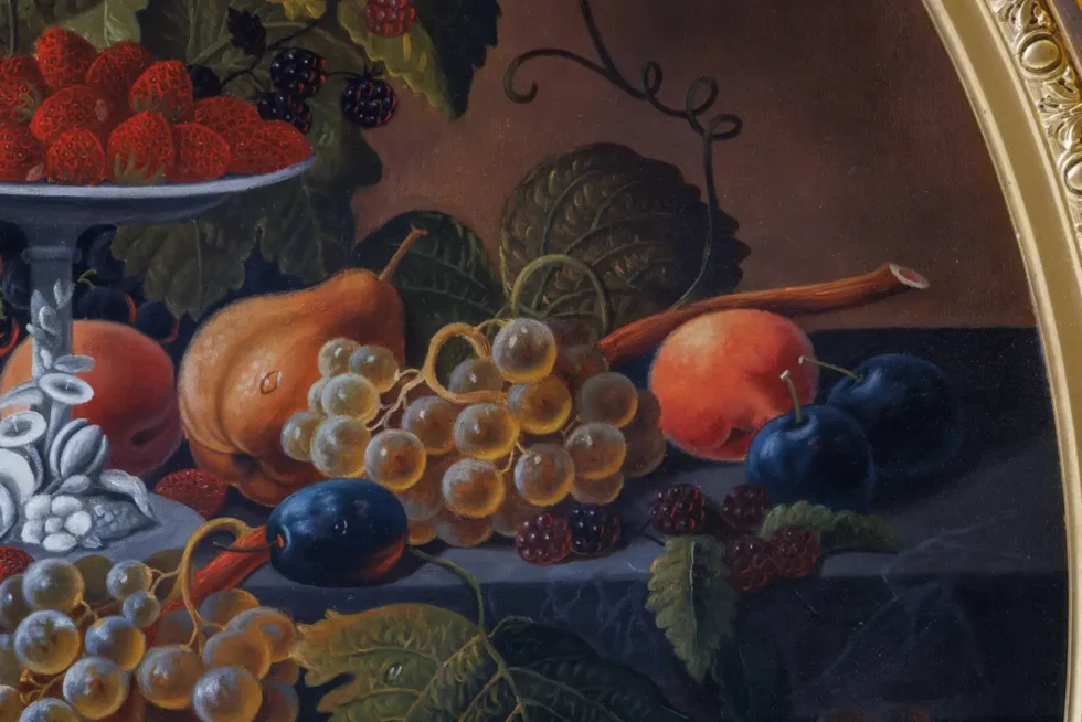 Severin Roesen (German/American, 1815-1882) Fruit Still Life with Wine Glass - Image 8