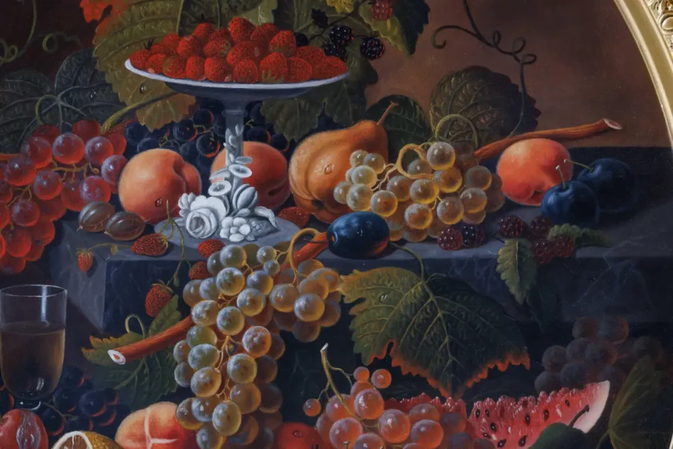 Severin Roesen (German/American, 1815-1882) Fruit Still Life with Wine Glass - Image 6