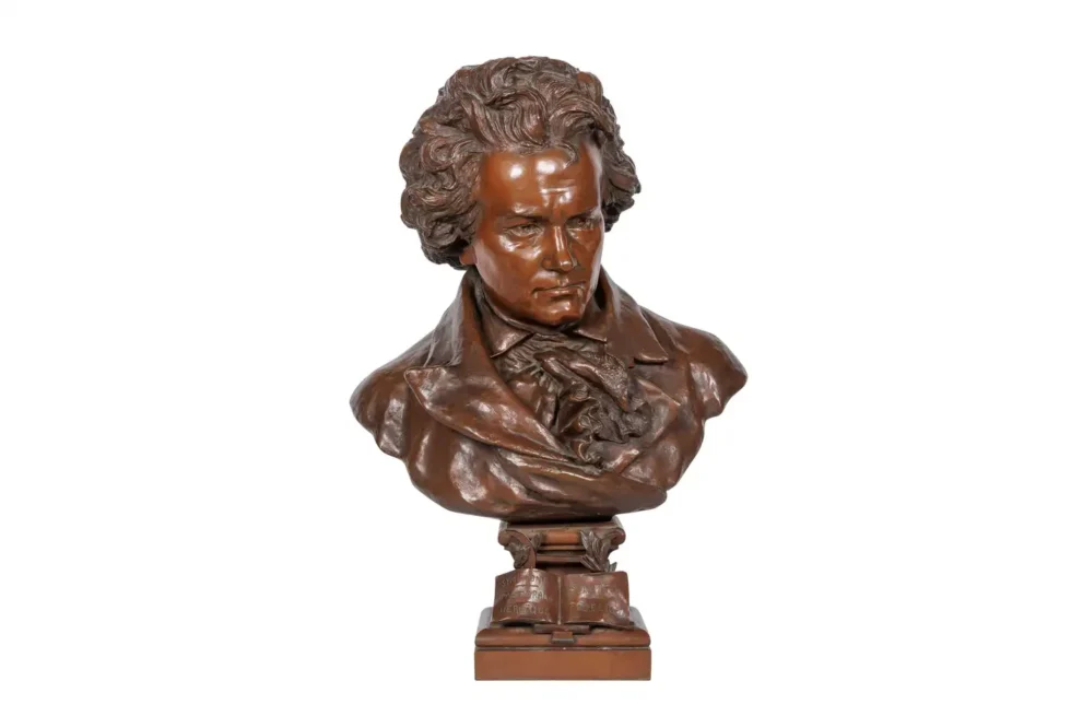 A Monumental, Richly Patinated Bronze Bust of Beethoven by G. Leroux
