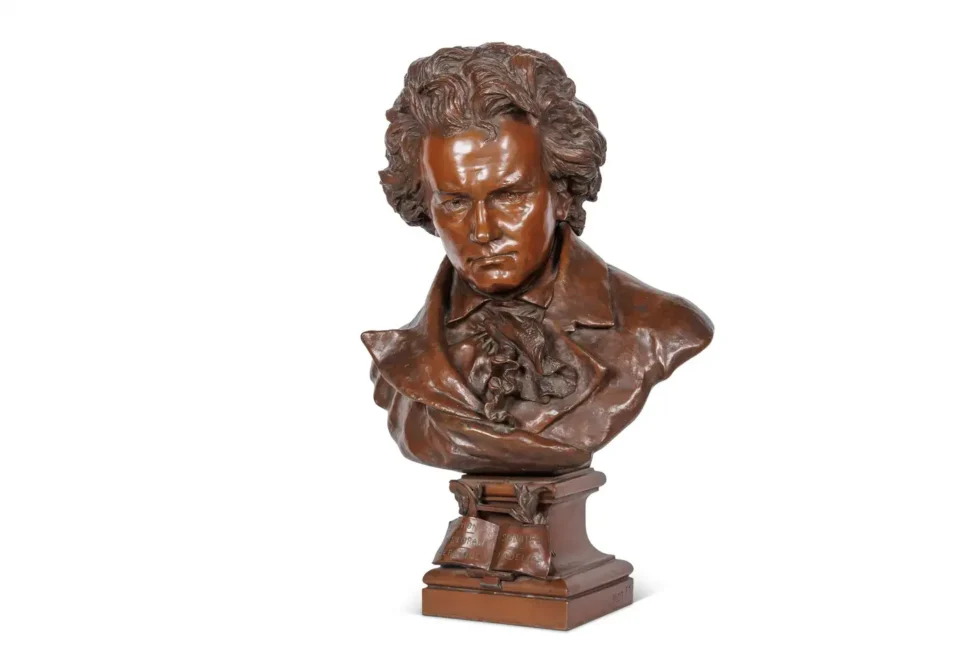 A Monumental, Richly Patinated Bronze Bust of Beethoven by G. Leroux - Image 2