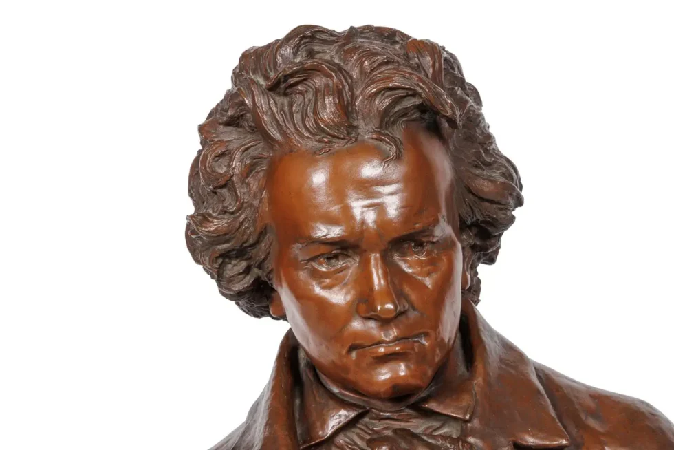 A Monumental, Richly Patinated Bronze Bust of Beethoven by G. Leroux - Image 3