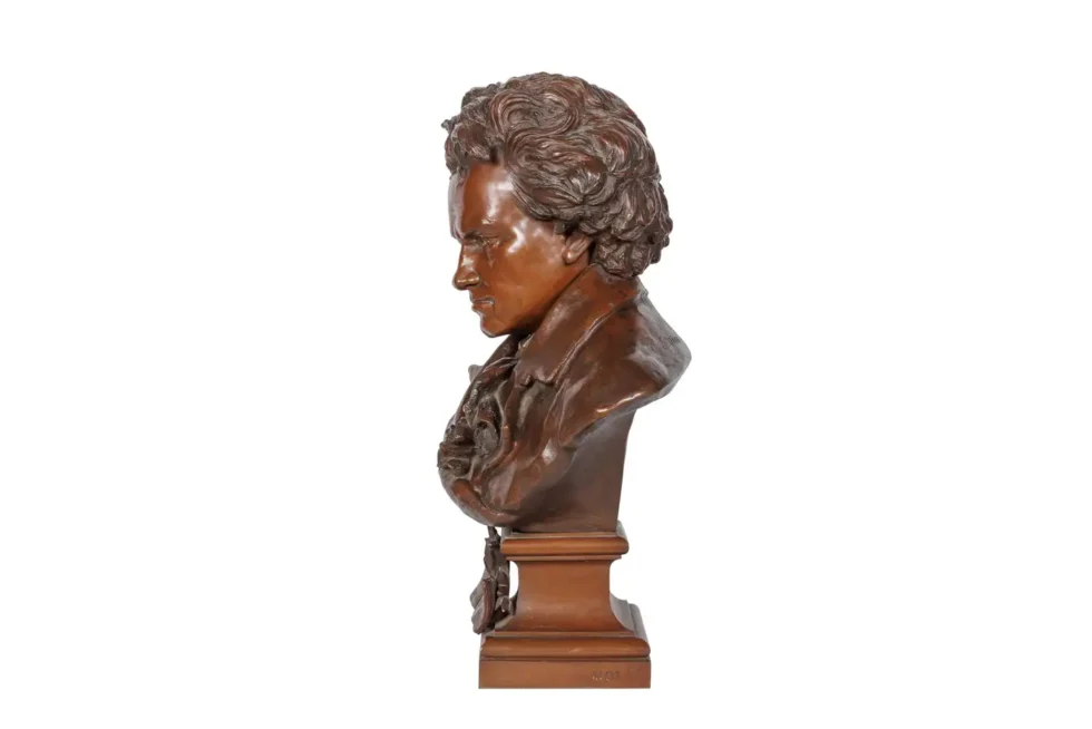 A Monumental, Richly Patinated Bronze Bust of Beethoven by G. Leroux - Image 4