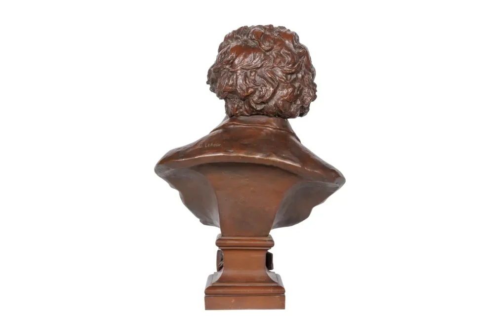 A Monumental, Richly Patinated Bronze Bust of Beethoven by G. Leroux - Image 5