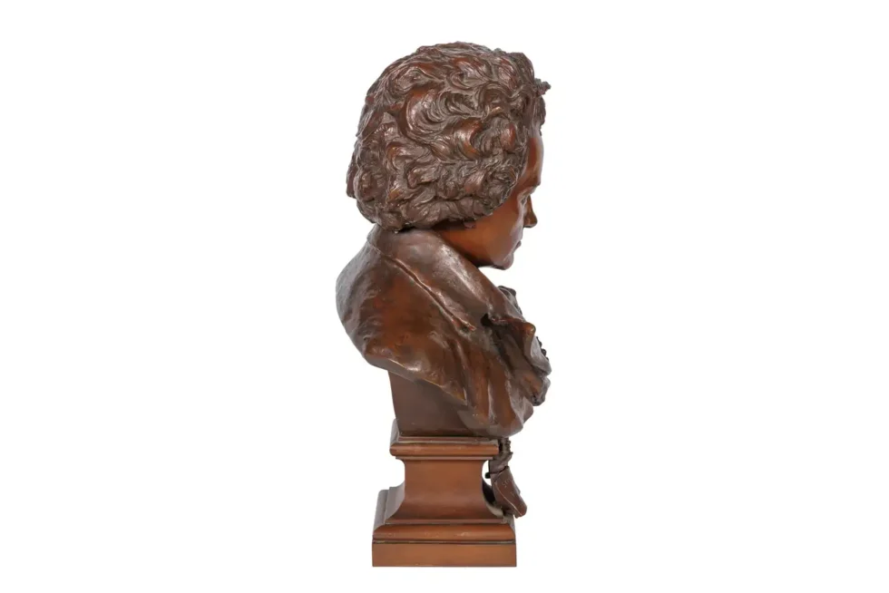 A Monumental, Richly Patinated Bronze Bust of Beethoven by G. Leroux - Image 6