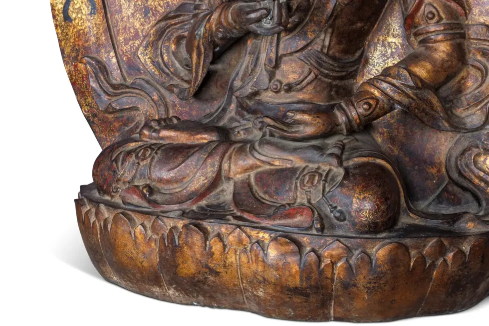 A Monumental Gilt-Lacquered Bronze Ornamental Buddha Sculpture of Vajravidarana - Image 6
