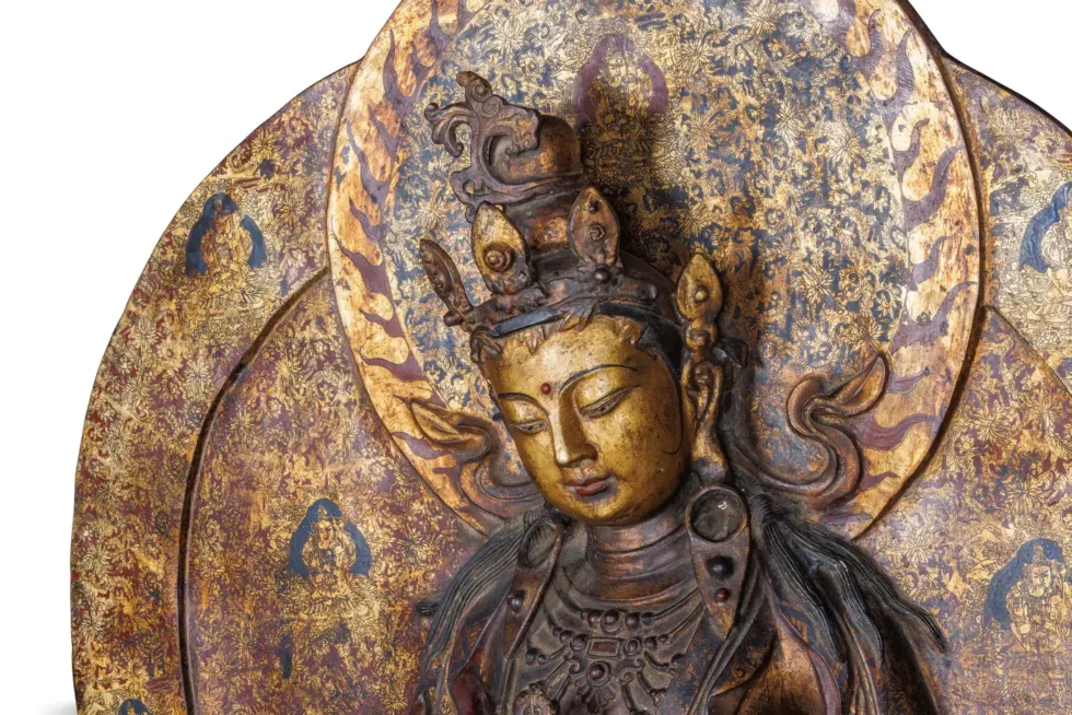 A Monumental Gilt-Lacquered Bronze Ornamental Buddha Sculpture of Vajravidarana - Image 8