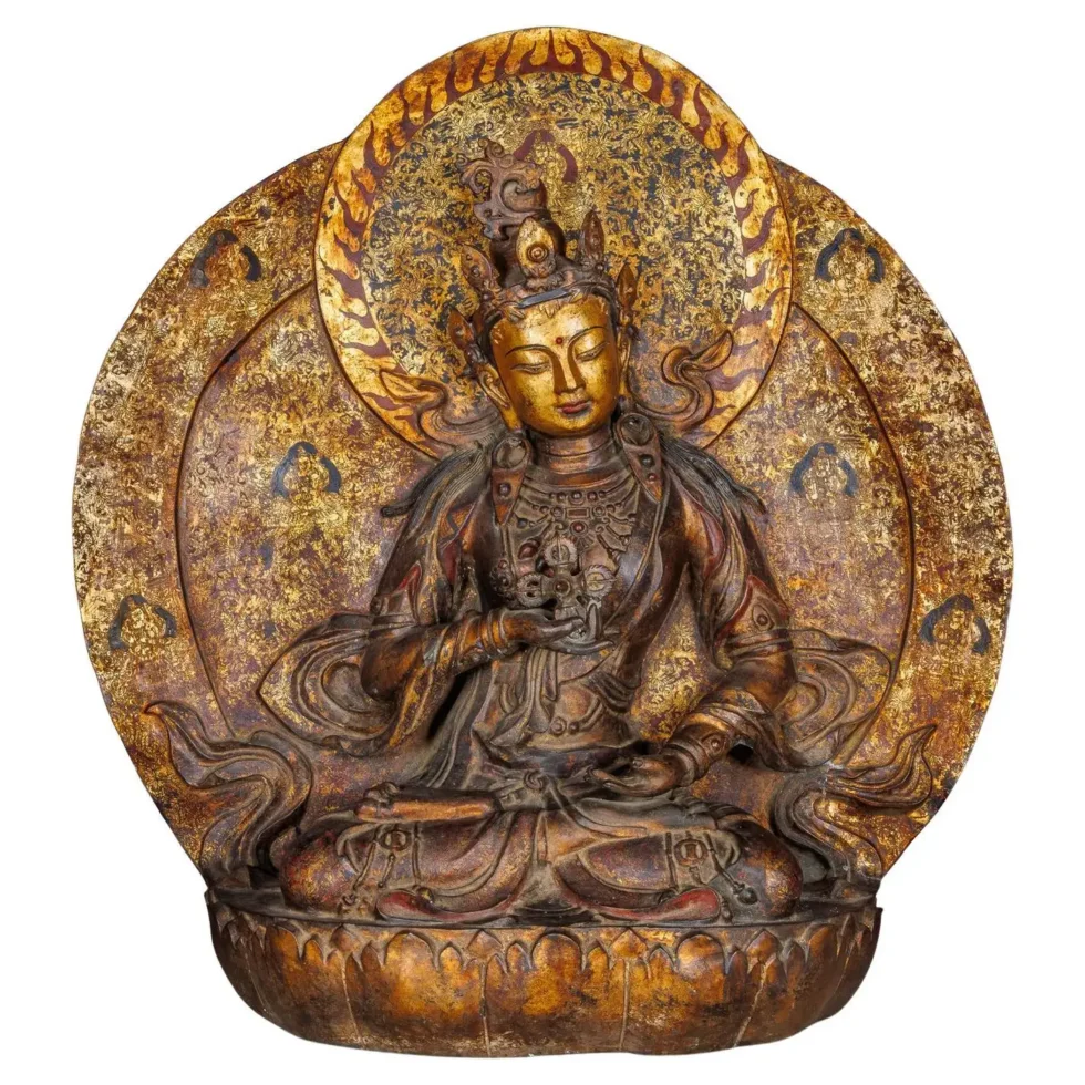 A Monumental Gilt-Lacquered Bronze Ornamental Buddha Sculpture of Vajravidarana