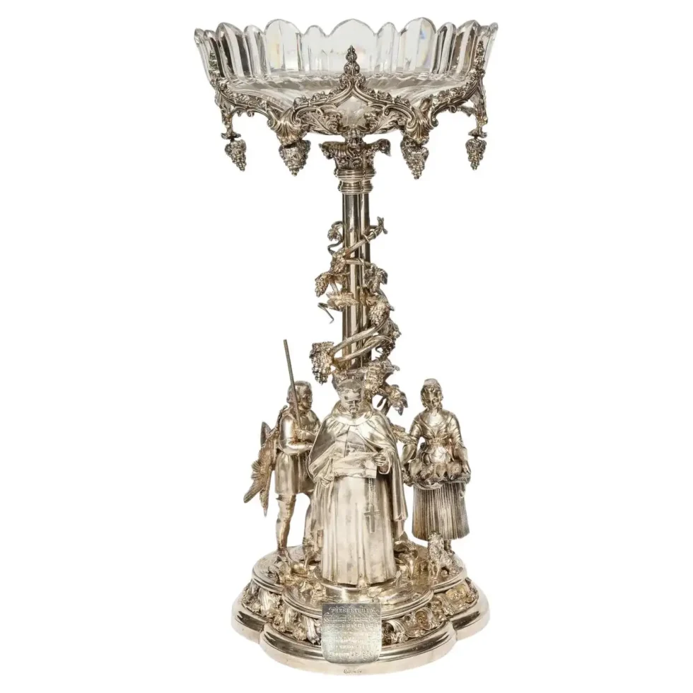 A Rare 1859 Elkington Silvered Bronze Victorian "Trophy" Centerpiece
