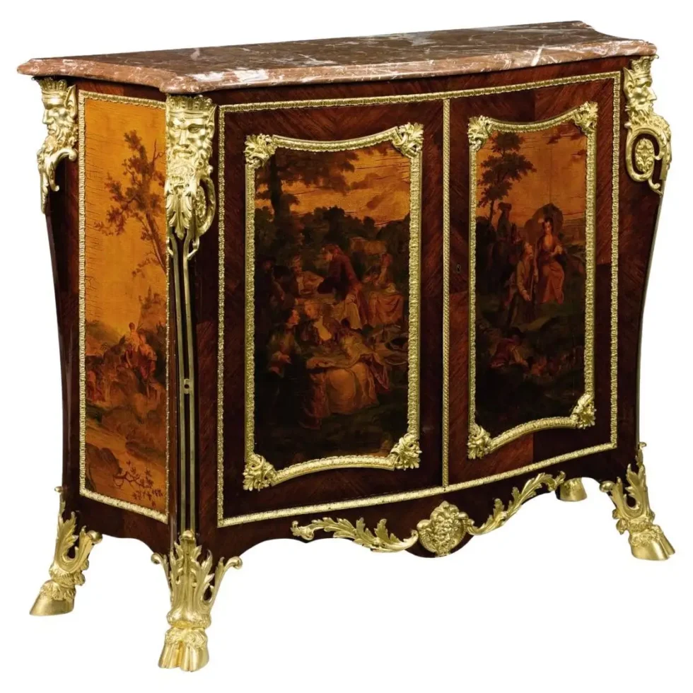 An Exceptional French Ormolu and Vernis Martin Kingwood Commode, Dasson