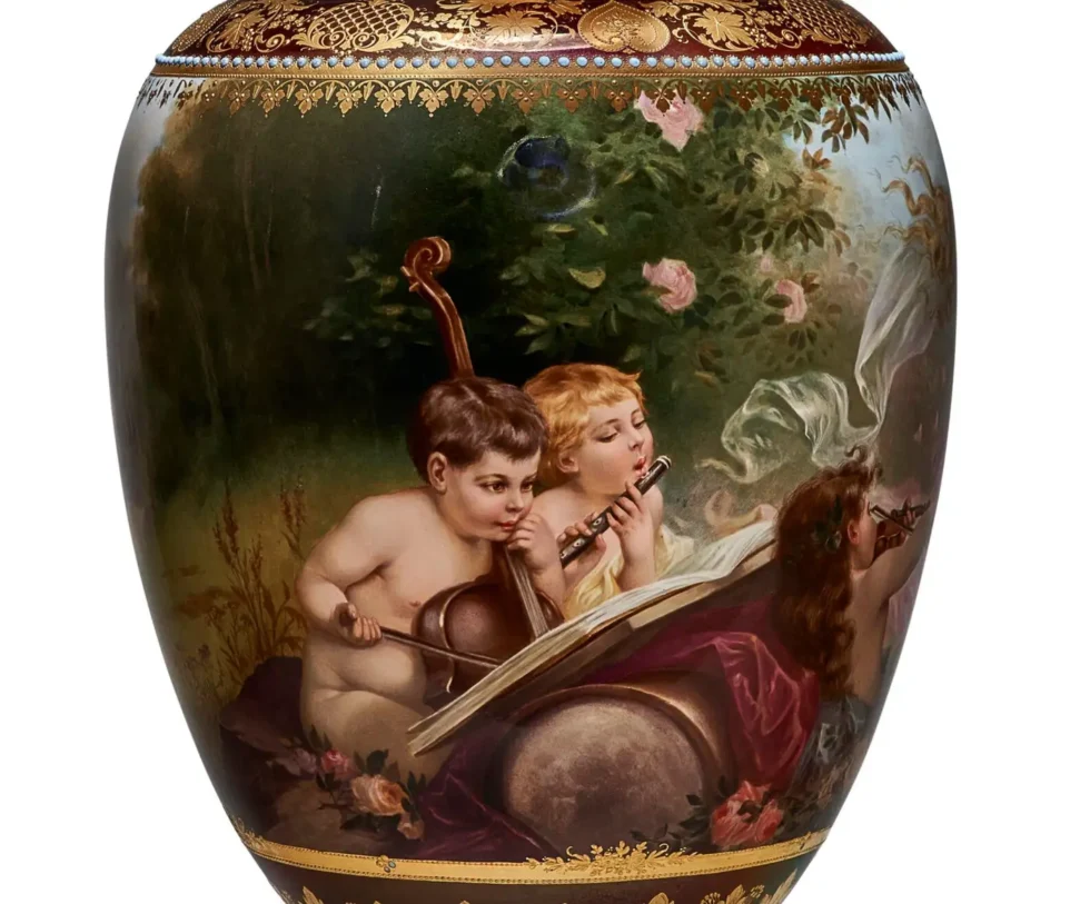 An Exceptional Berlin KPM Iridescent Jeweled Porcelain Vase "The Spring Dance" - Image 7