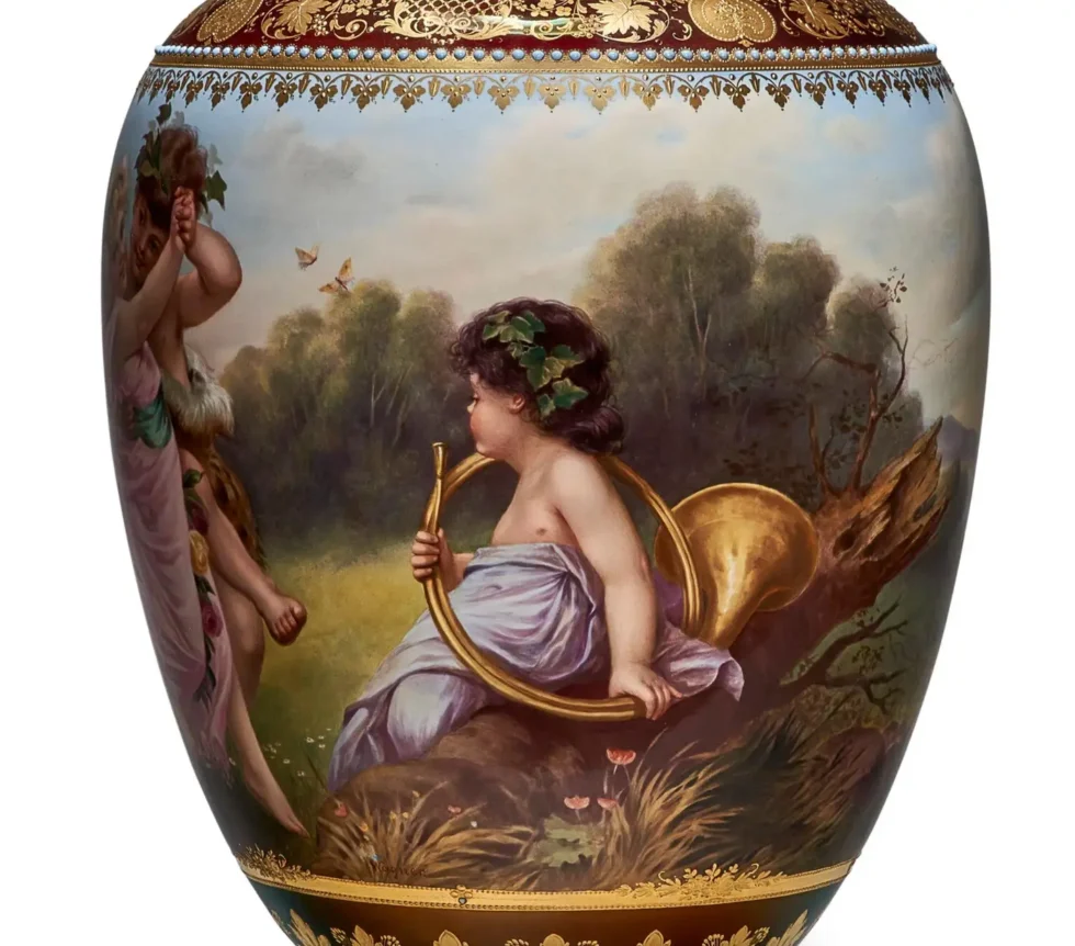 An Exceptional Berlin KPM Iridescent Jeweled Porcelain Vase "The Spring Dance" - Image 4