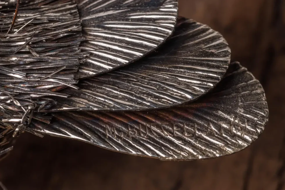Adorable Family of Six Buccellati Sterling Silver Furry Chicks on Petrified Wood - Image 3