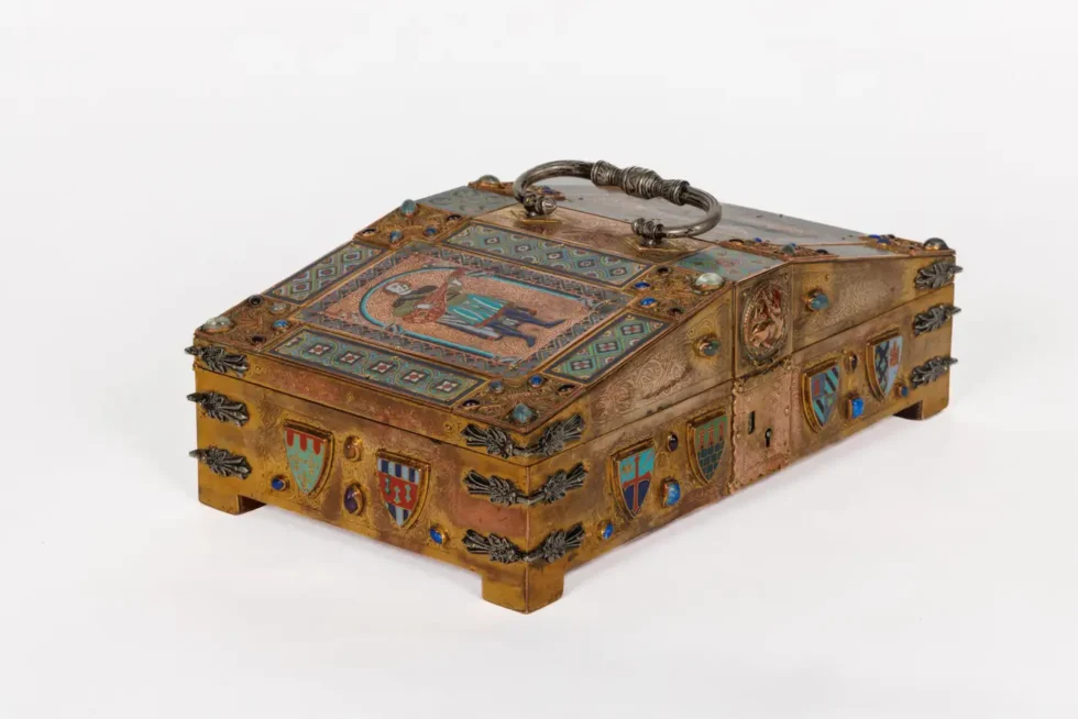 An Exceptional American Caldwell "Renaissance Style" Bronze and Enamel Humidor - Image 19