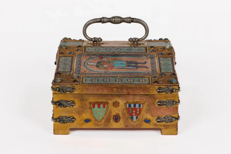 An Exceptional American Caldwell "Renaissance Style" Bronze and Enamel Humidor - Image 18