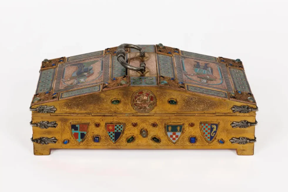 An Exceptional American Caldwell "Renaissance Style" Bronze and Enamel Humidor - Image 17