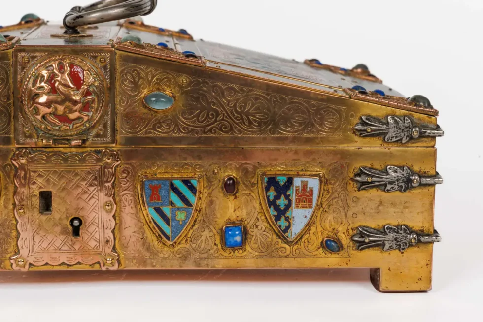 An Exceptional American Caldwell "Renaissance Style" Bronze and Enamel Humidor - Image 14