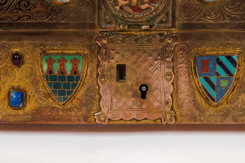 An Exceptional American Caldwell "Renaissance Style" Bronze and Enamel Humidor - Image 12