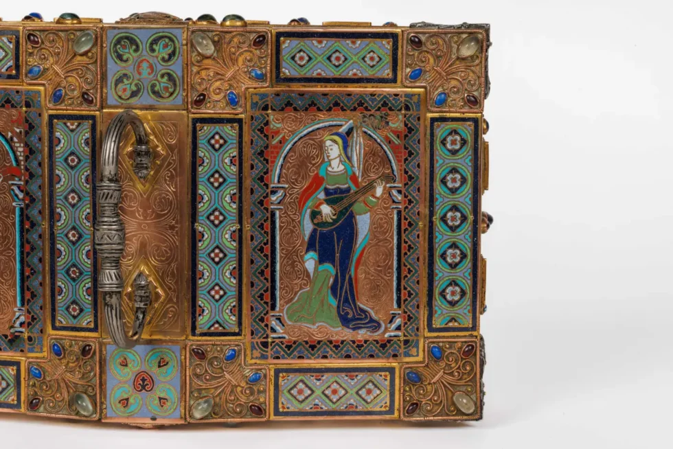 An Exceptional American Caldwell "Renaissance Style" Bronze and Enamel Humidor - Image 10