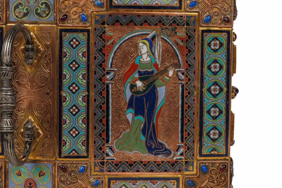 An Exceptional American Caldwell "Renaissance Style" Bronze and Enamel Humidor - Image 7