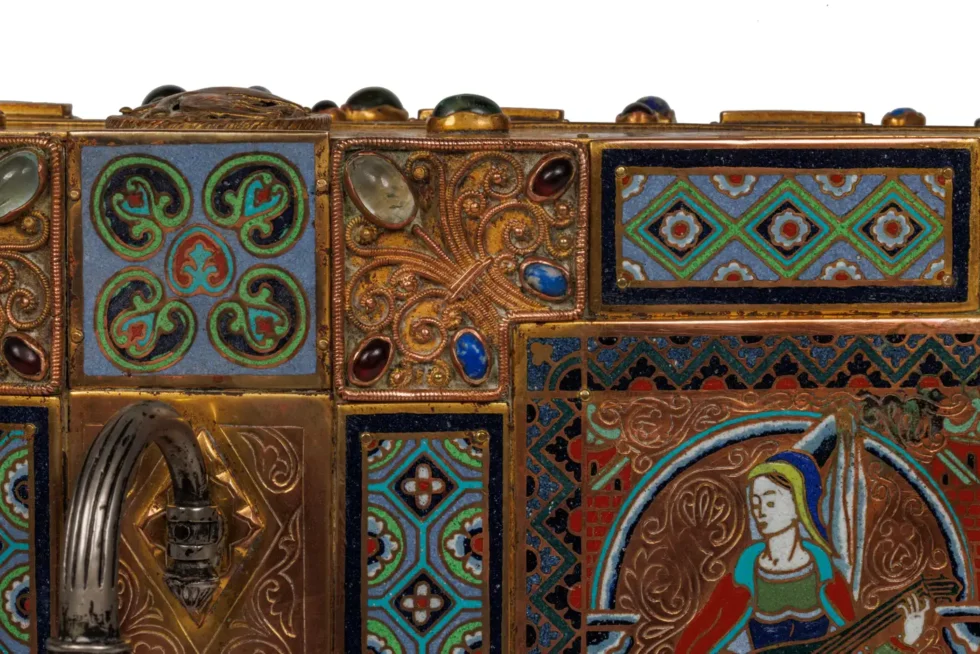 An Exceptional American Caldwell "Renaissance Style" Bronze and Enamel Humidor - Image 6