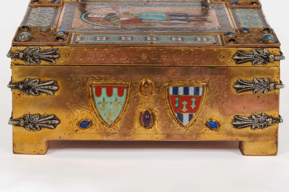 An Exceptional American Caldwell "Renaissance Style" Bronze and Enamel Humidor - Image 3