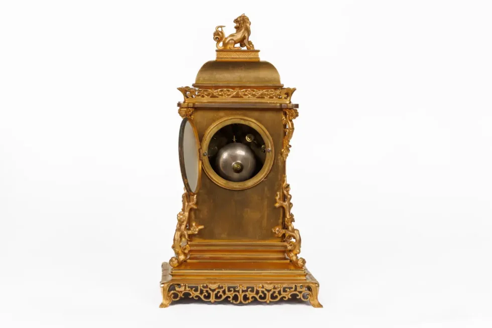 An Exceptional French Japonisme Ormolu and Champleve Enamel Five Piece Clock Set - Image 18