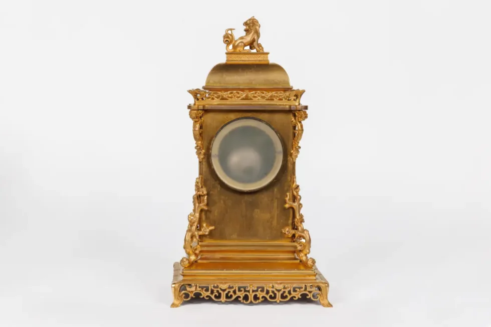 An Exceptional French Japonisme Ormolu and Champleve Enamel Five Piece Clock Set - Image 17