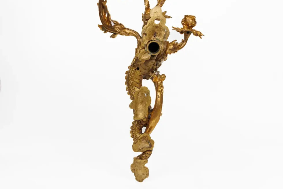 A Pair of French Japonisme Three-Light Dragon Bronze Wall Appliques, Lievre - Image 13