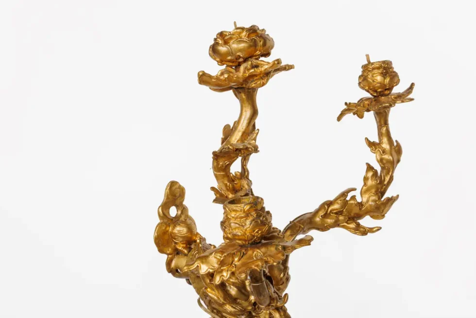 A Pair of French Japonisme Three-Light Dragon Bronze Wall Appliques, Lievre - Image 4