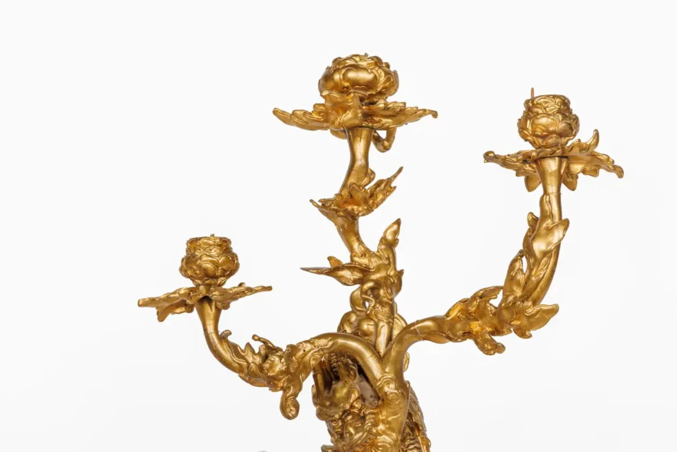 A Pair of French Japonisme Three-Light Dragon Bronze Wall Appliques, Lievre - Image 2