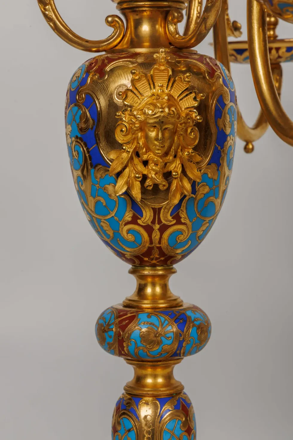 An Exceptional Suite of Champleve Enamel Ormolu Candelabra by Sevin, Barbedienne - Image 18