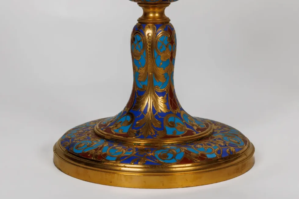 An Exceptional Suite of Champleve Enamel Ormolu Candelabra by Sevin, Barbedienne - Image 16