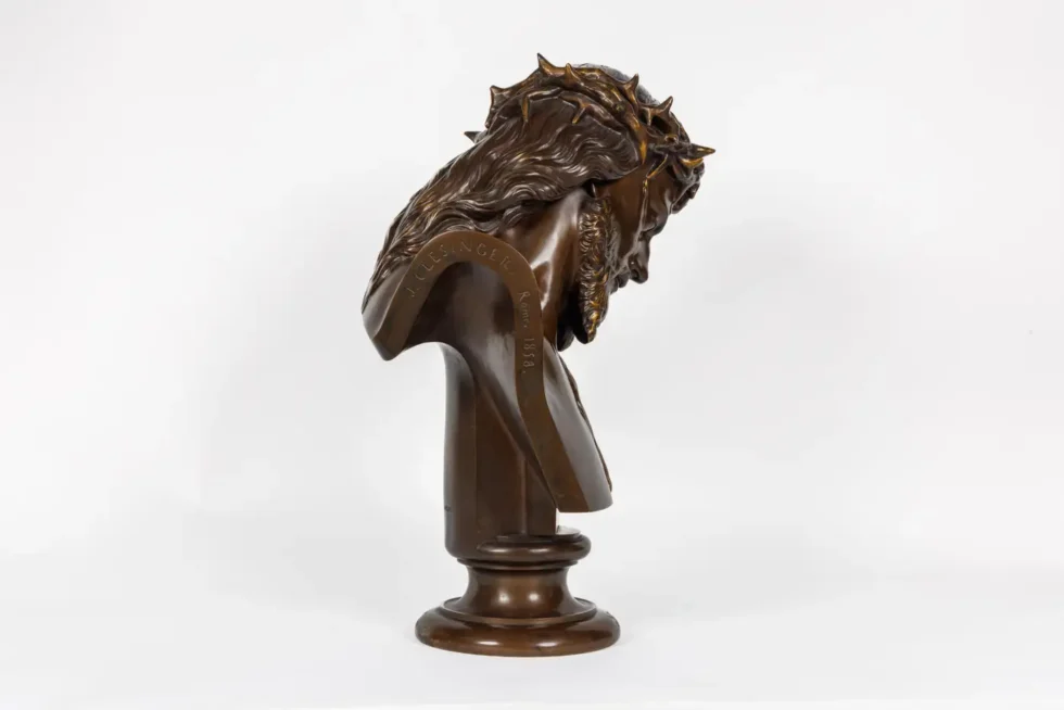 A Monumental Patinated Bronze Bust of Jesus Christ by Clesinger and Barbedienne - Image 12