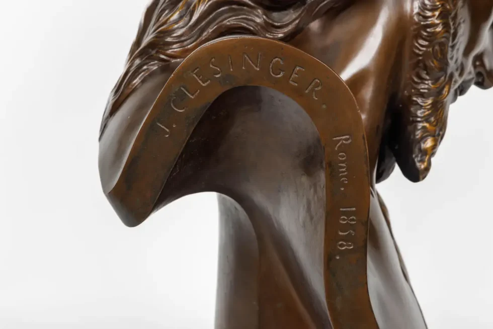 A Monumental Patinated Bronze Bust of Jesus Christ by Clesinger and Barbedienne - Image 11