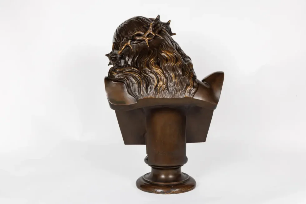 A Monumental Patinated Bronze Bust of Jesus Christ by Clesinger and Barbedienne - Image 10