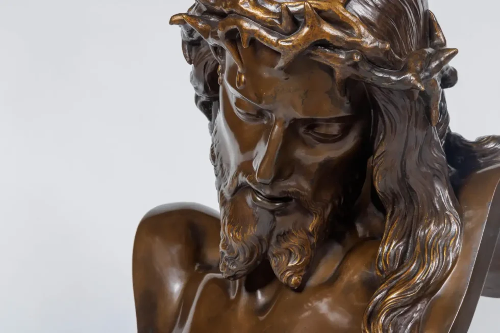 A Monumental Patinated Bronze Bust of Jesus Christ by Clesinger and Barbedienne - Image 4
