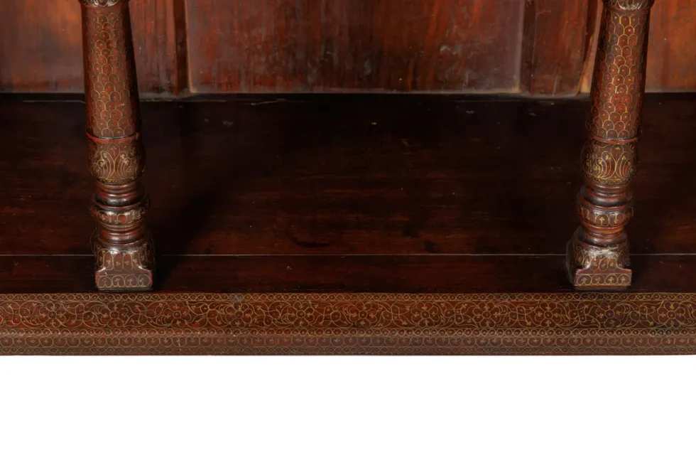 A Large Indian Architectural Gold Wire-Inlaid Wall-Hanging Cabinet Facade - Image 11