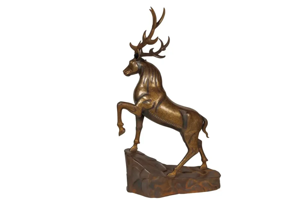 An Exceptional Life-Size Middle Eastern Gold-Inlaid Steel Deer Sculpture - Image 20